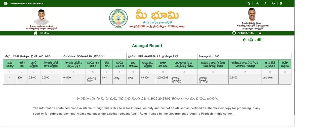 Meebhoomi Ap View Your Adangal