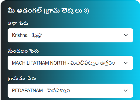 Meebhoomi Ap District Mandal Village Select