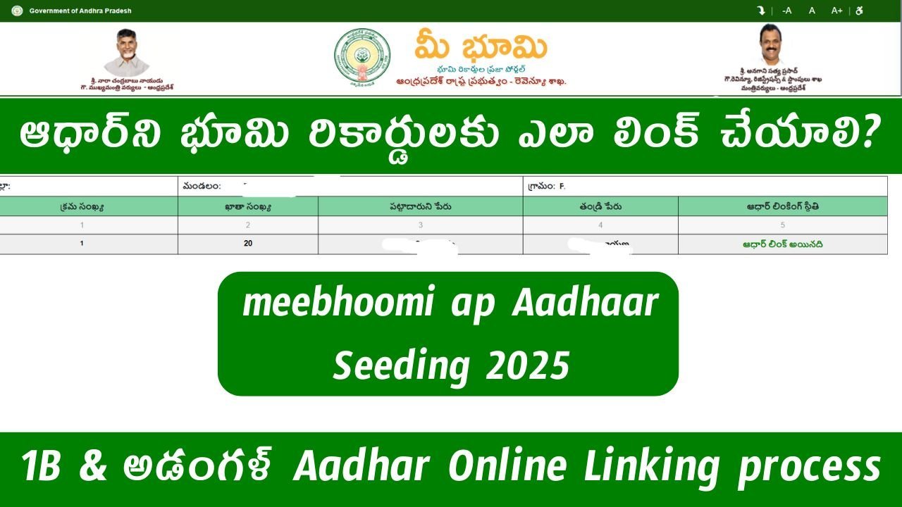 Meebhoomi Aadhaar Seeding Online Process
